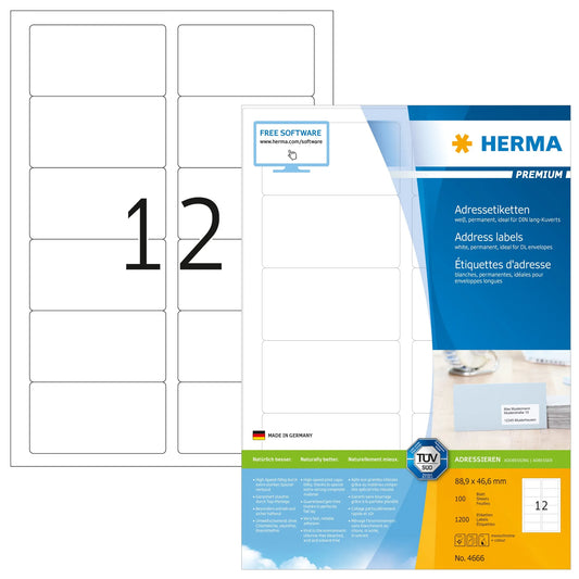 1.200 HERMA Etiketten 4666 weiß