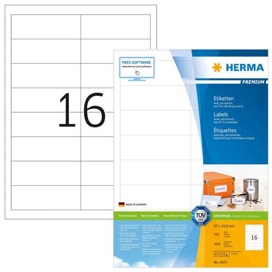 1.600 HERMA Etiketten 4672 weiß