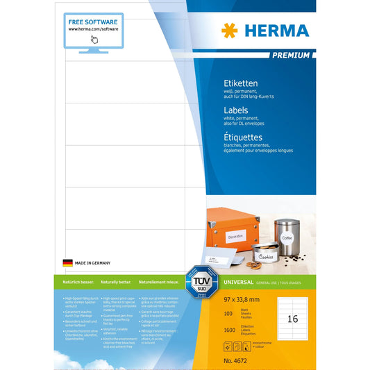 1.600 HERMA Etiketten 4672 weiß