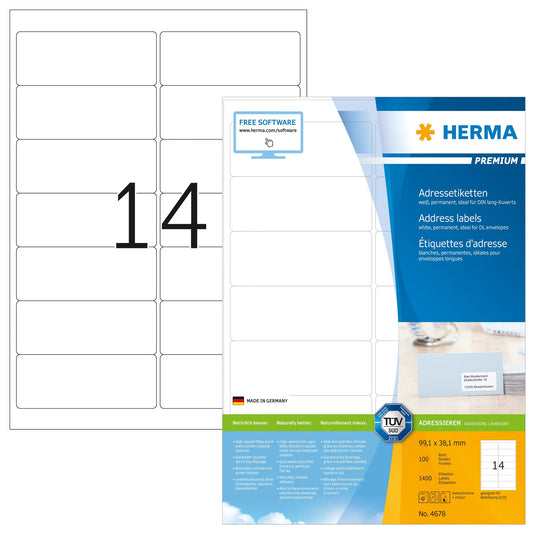 1.400 HERMA Etiketten 4678 weiß