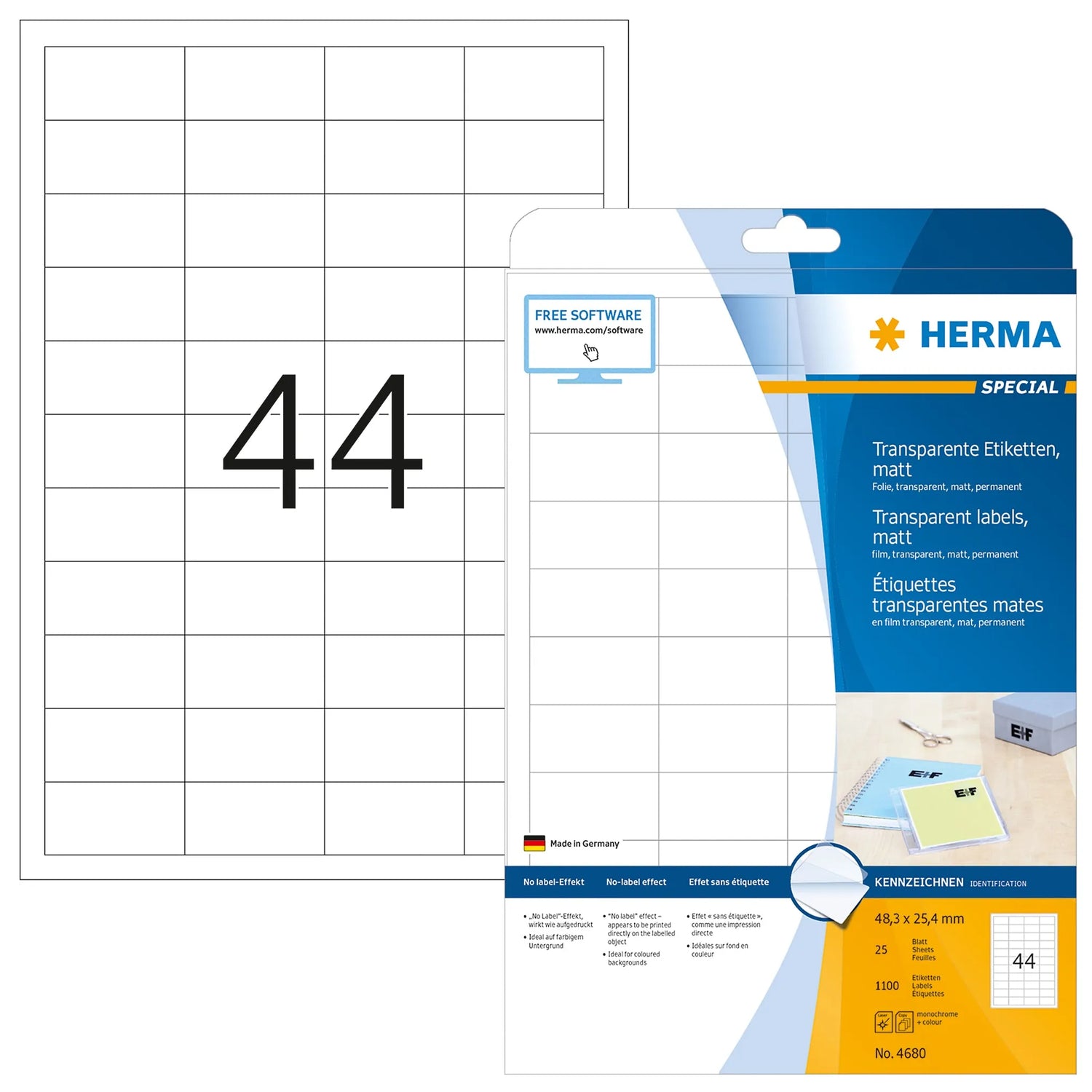 1.100 HERMA Folienetiketten 4680 transparent