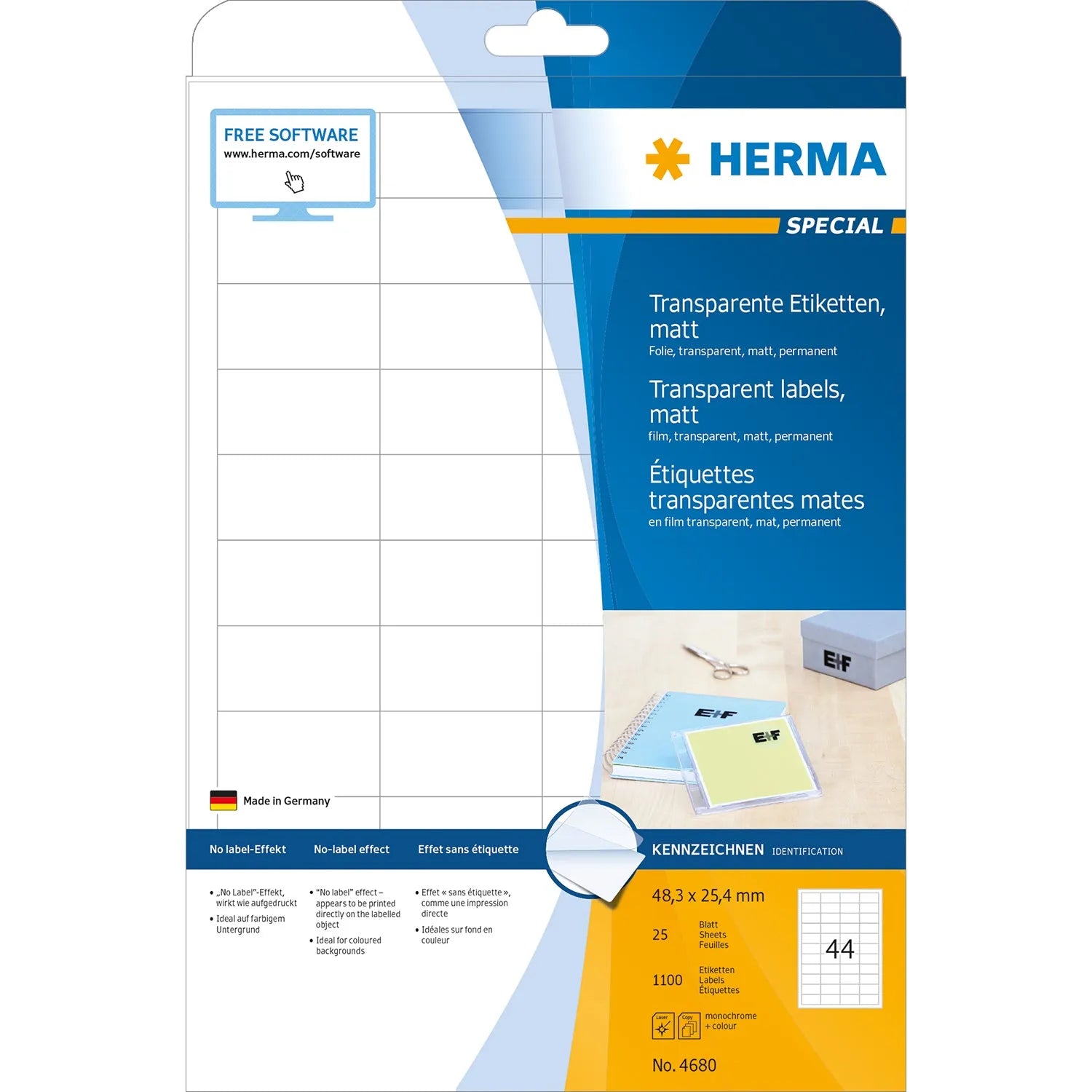 1.100 HERMA Folienetiketten 4680 transparent