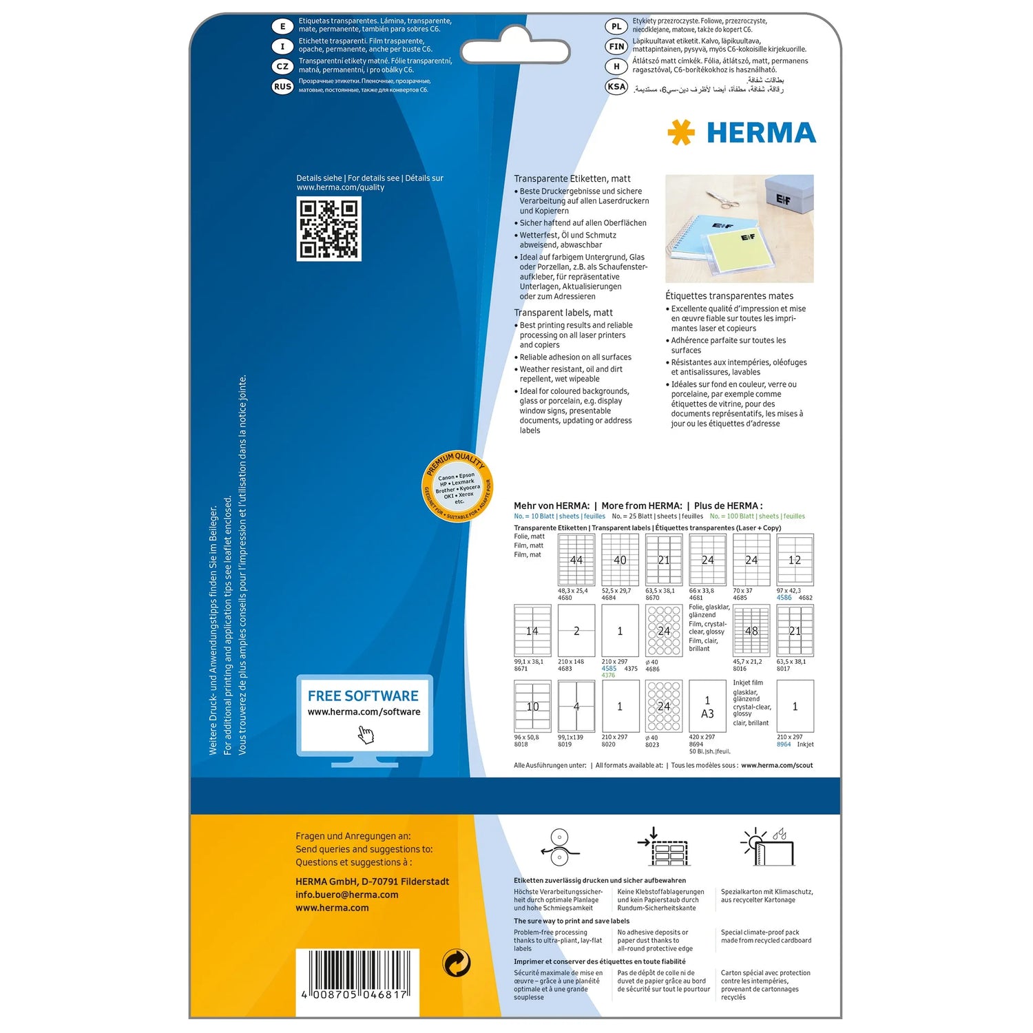 600 HERMA Folienetiketten 4681 transparent