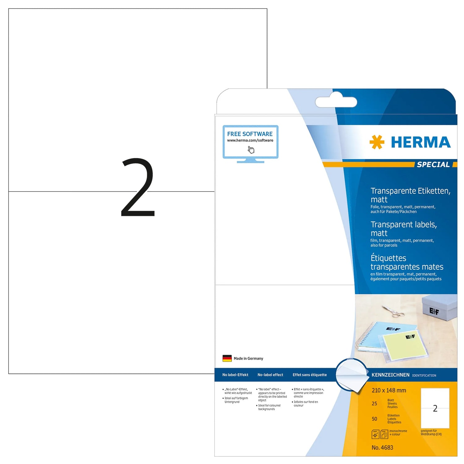 50 HERMA Folienetiketten 4683 transparent