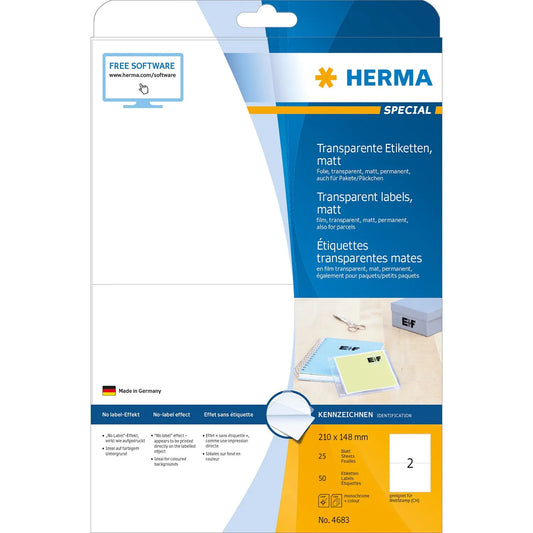 50 HERMA Folienetiketten 4683 transparent