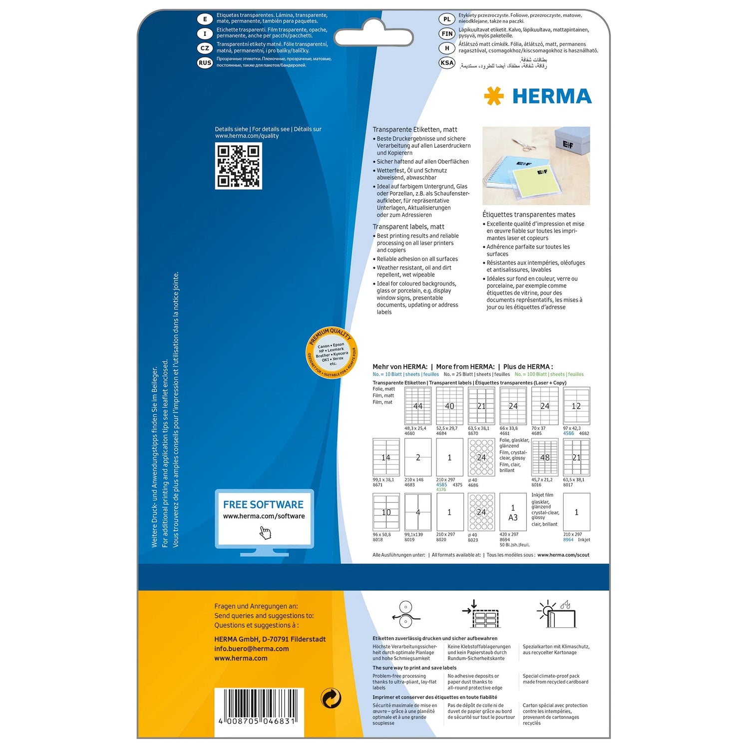 50 HERMA Folienetiketten 4683 transparent