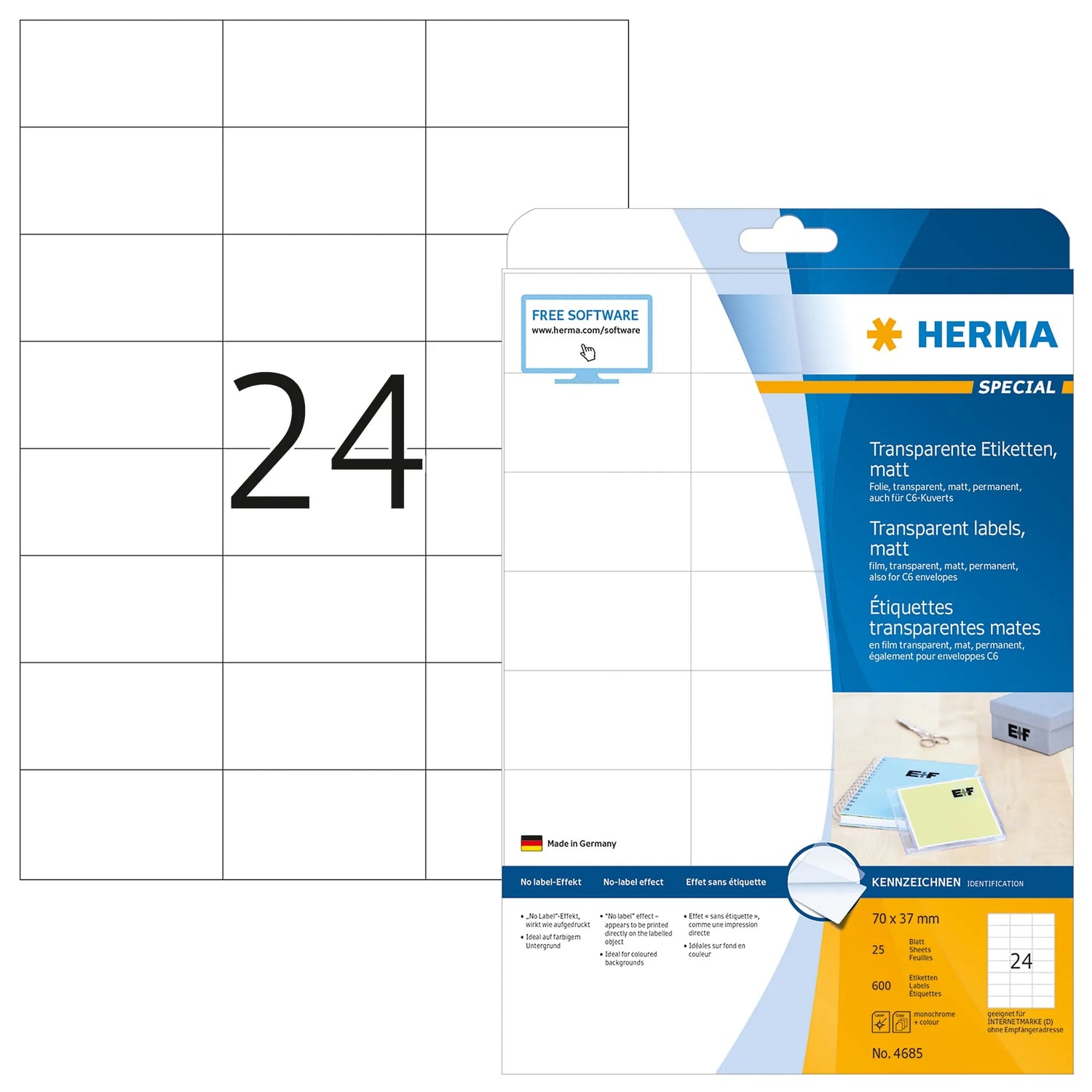 600 HERMA Folienetiketten 4685 transparent