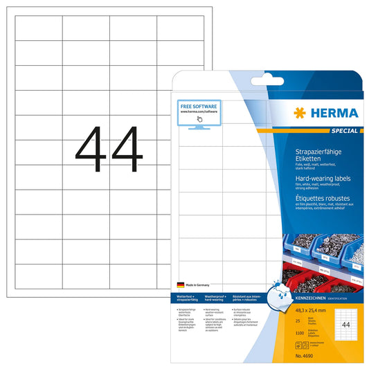 1.100 HERMA wetterfeste Folienetiketten 4690 weiß