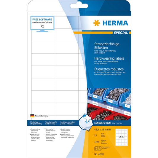 1.100 HERMA wetterfeste Folienetiketten 4690 weiß