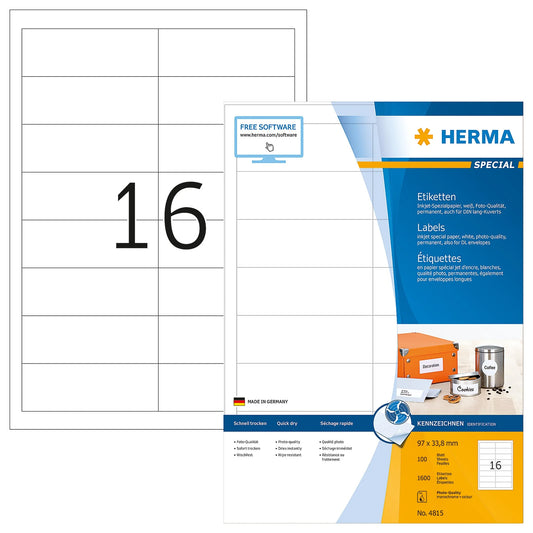 1.600 HERMA Etiketten 4815 weiß
