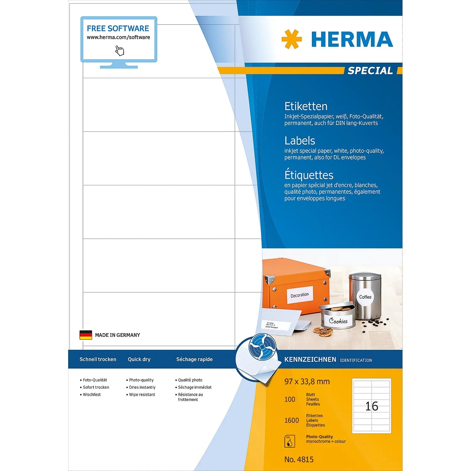1.600 HERMA Etiketten 4815 weiß