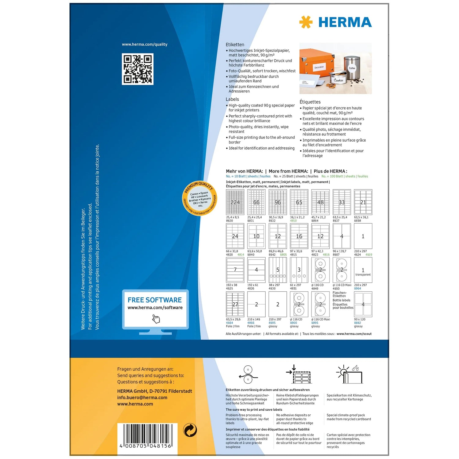 1.600 HERMA Etiketten 4815 weiß