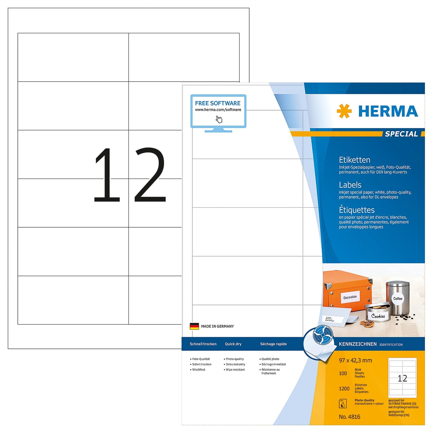 1.200 HERMA Etiketten 4816 weiß