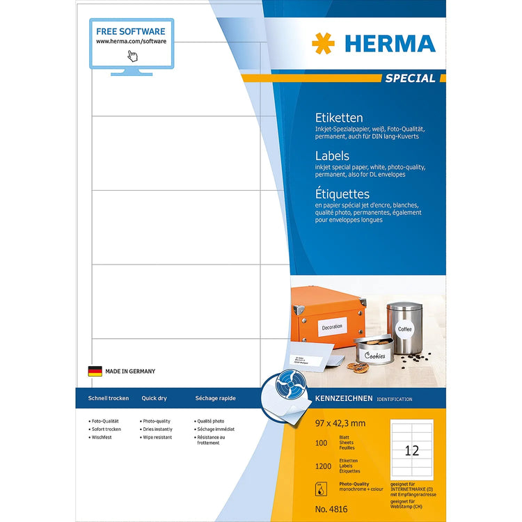 1.200 HERMA Etiketten 4816 weiß