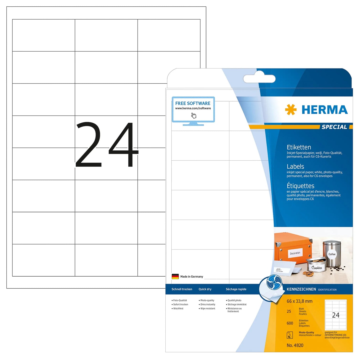 600 HERMA Etiketten 4820 weiß