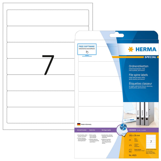 175 HERMA Ordneretiketten 4825 weiß für 4,0 - 5,0 cm Rückenbreite