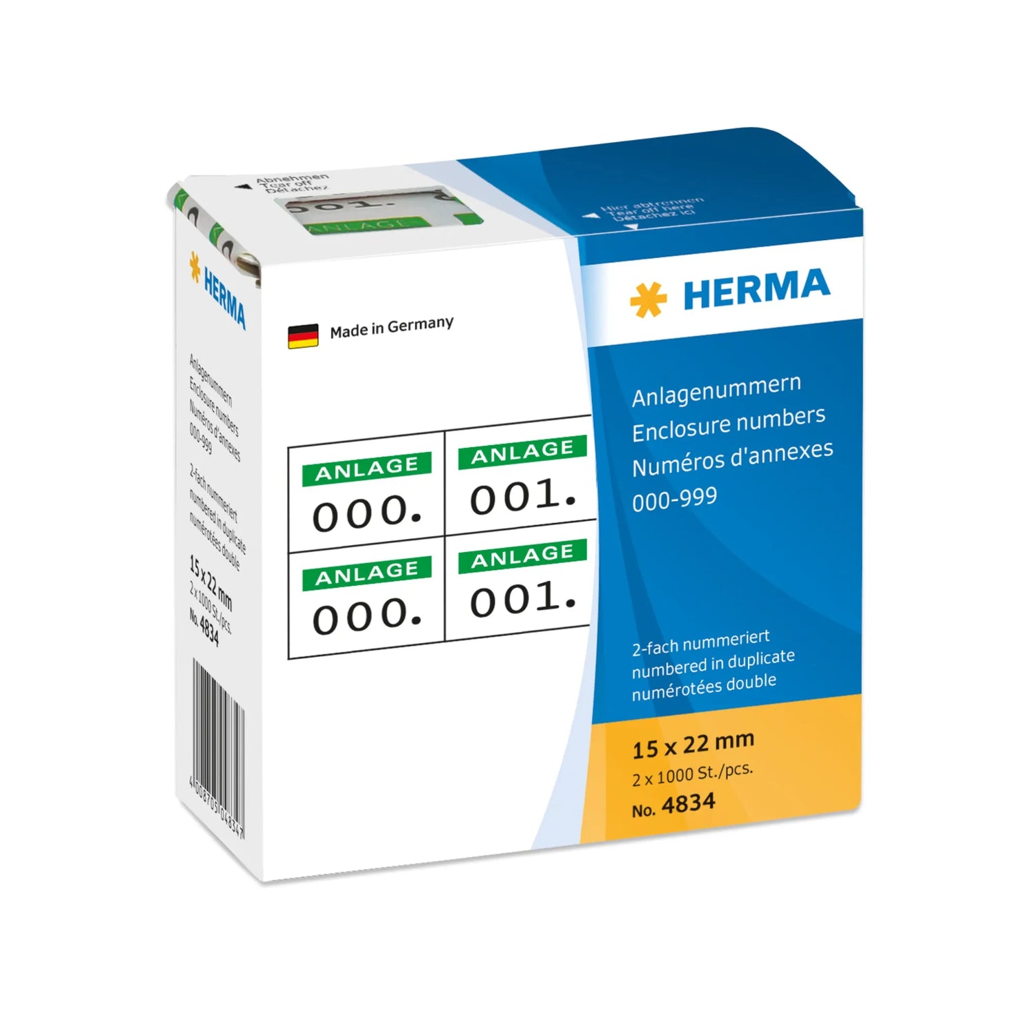 HERMA Klebenummern 4834 nummeriert von 0-999