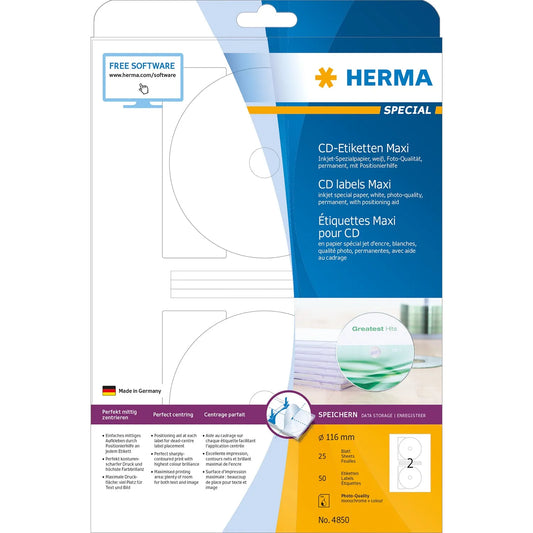 50 HERMA CD-Etiketten 4850 weiß