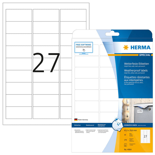 270 HERMA wetterfeste Folienetiketten 4864 weiß