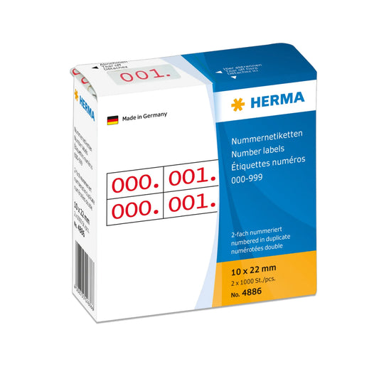 HERMA Klebenummern 4886 nummeriert von 0-999