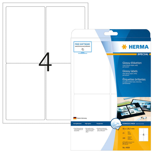 100 HERMA Etiketten 4908 weiß