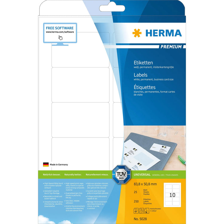 250 HERMA Etiketten 5028 weiß