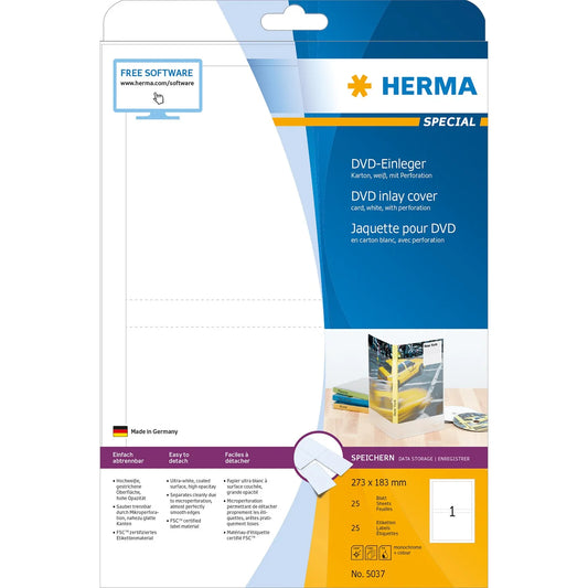 25 HERMA DVD-Einleger 5037 weiß