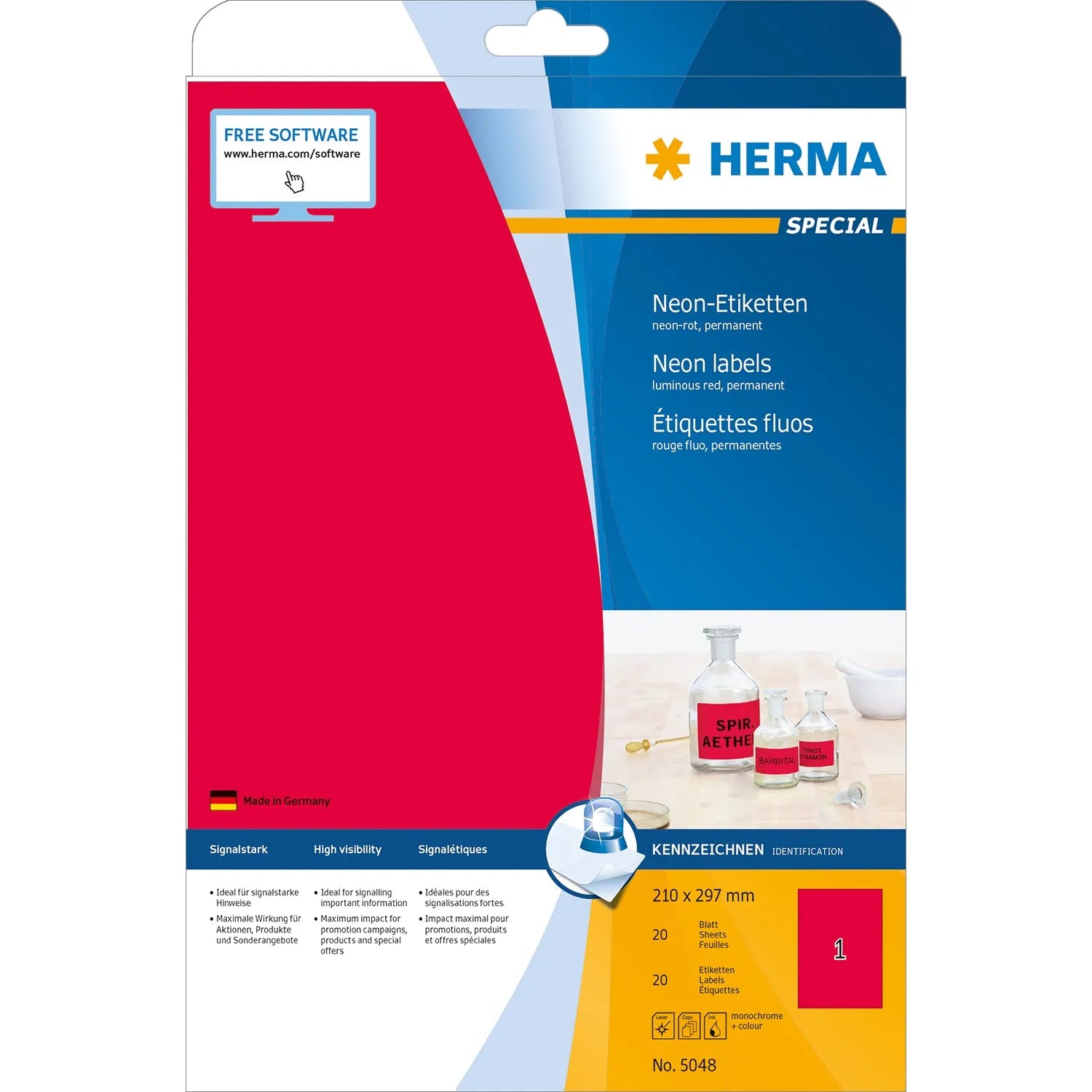 20 HERMA Etiketten 5048 rot