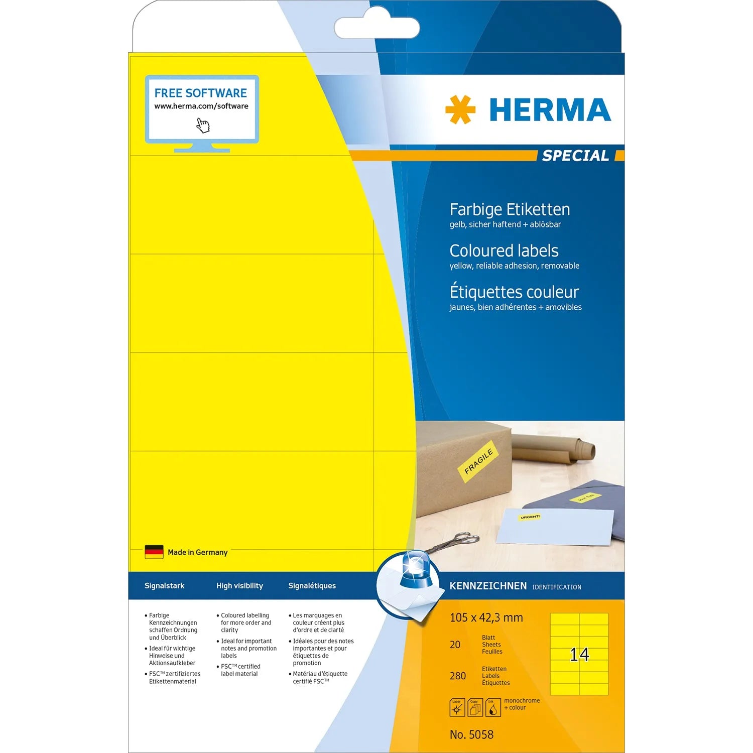 280 HERMA Etiketten 5058 gelb