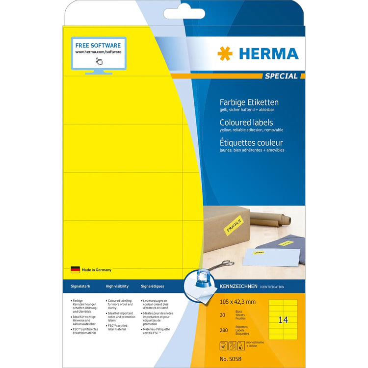 280 HERMA Etiketten 5058 gelb