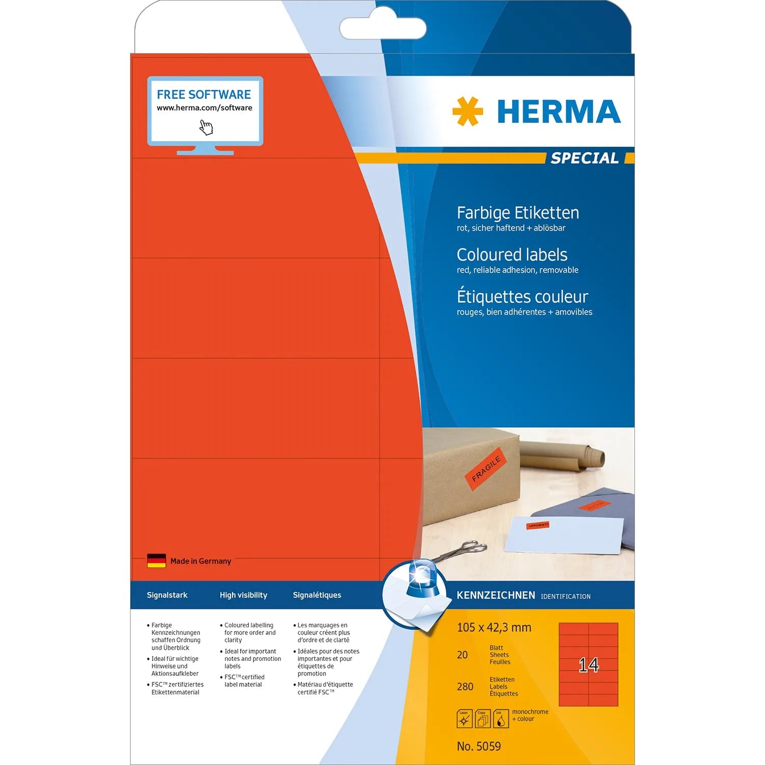 280 HERMA Etiketten 5059 rot
