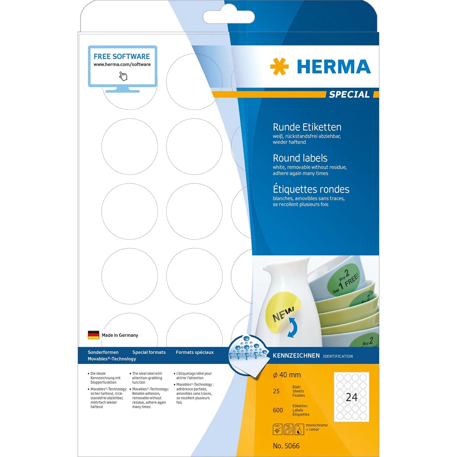 600 HERMA Etiketten 5066 weiß