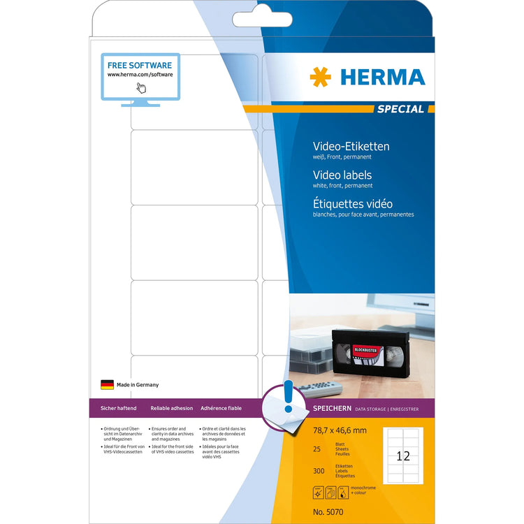 300 HERMA Video-Etiketten 5070 weiß