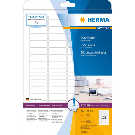 HERMA Dia-Etiketten 5071 weiß 25 Blatt