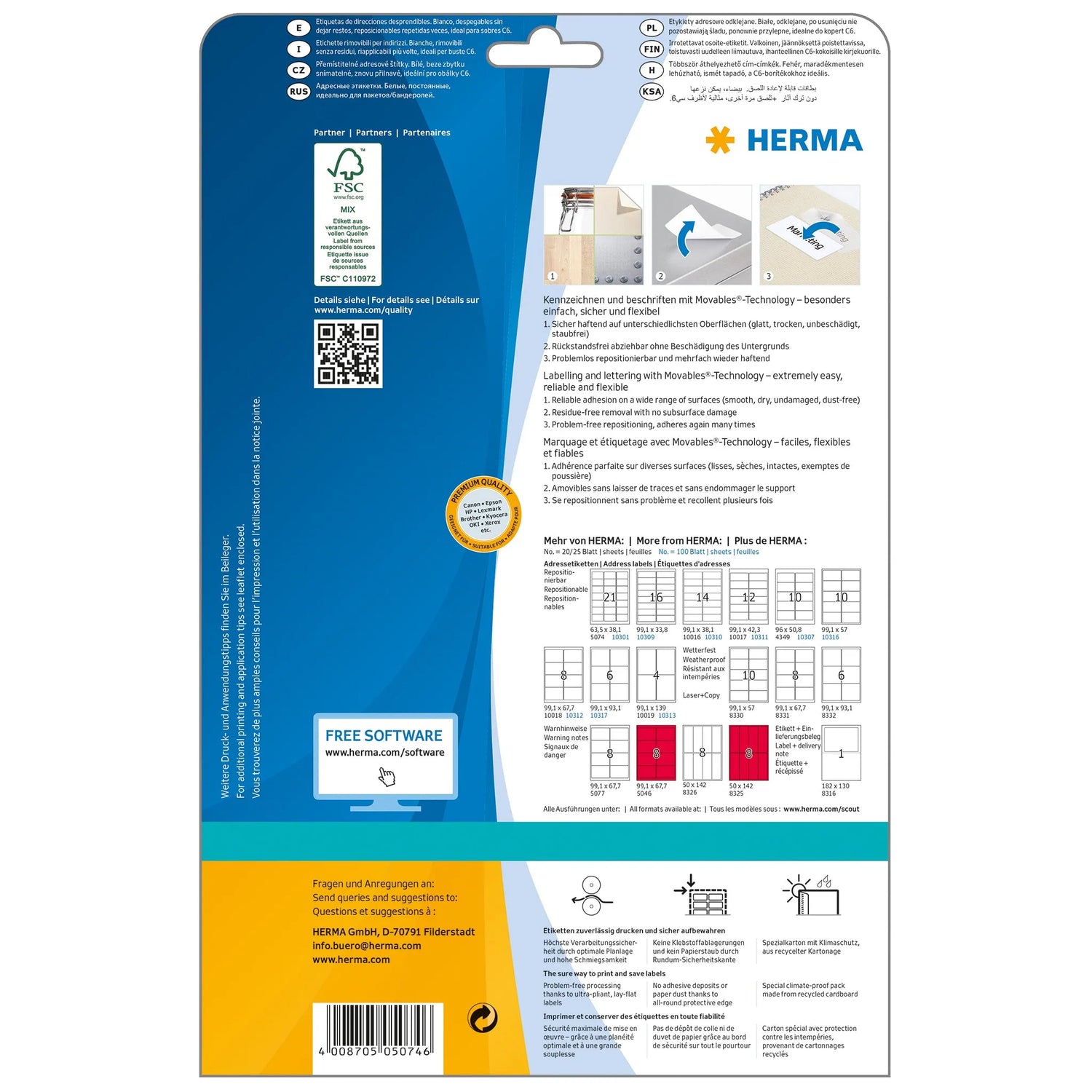 525 HERMA Adressetiketten 5074 weiß