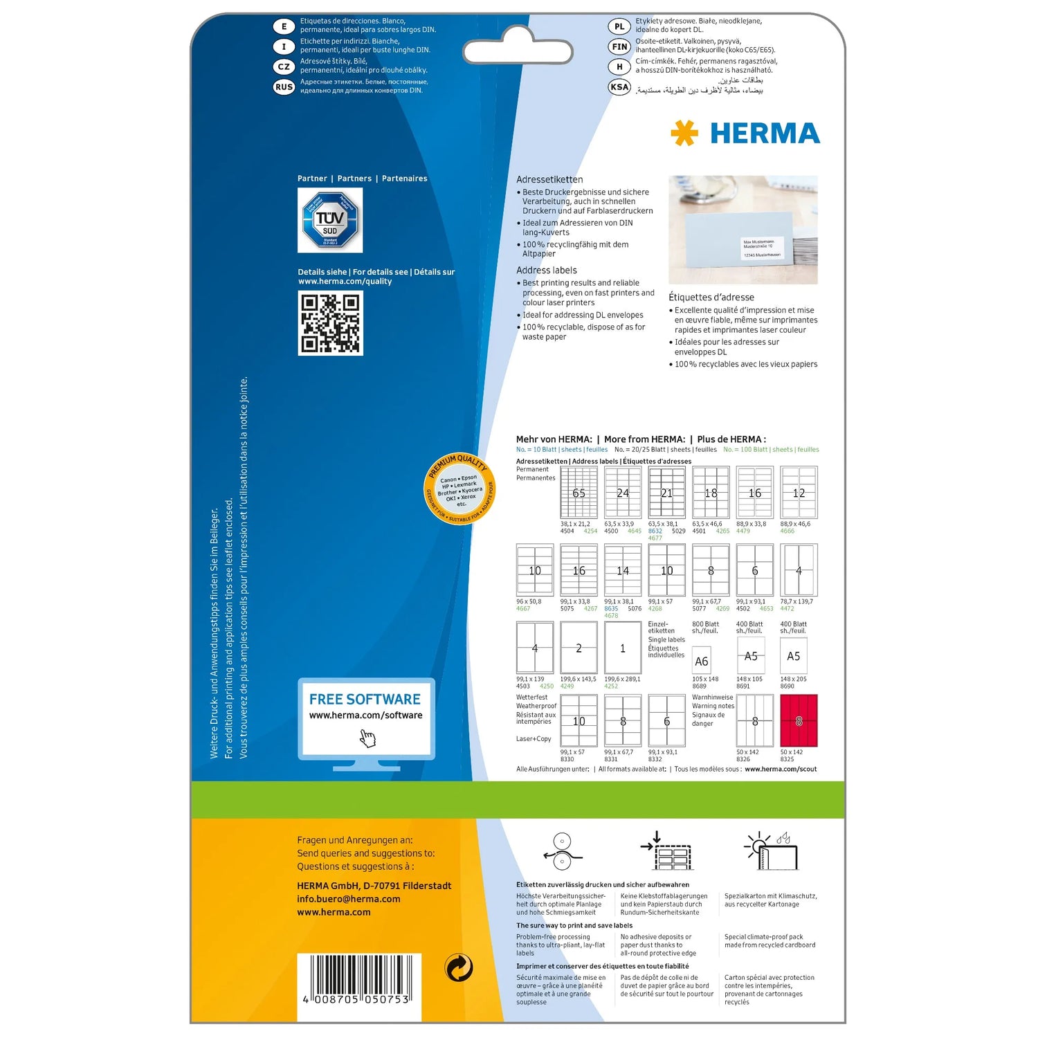 400 HERMA Adressetiketten 5075 weiß
