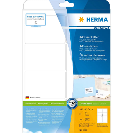 200 HERMA Adressetiketten 5077 weiß