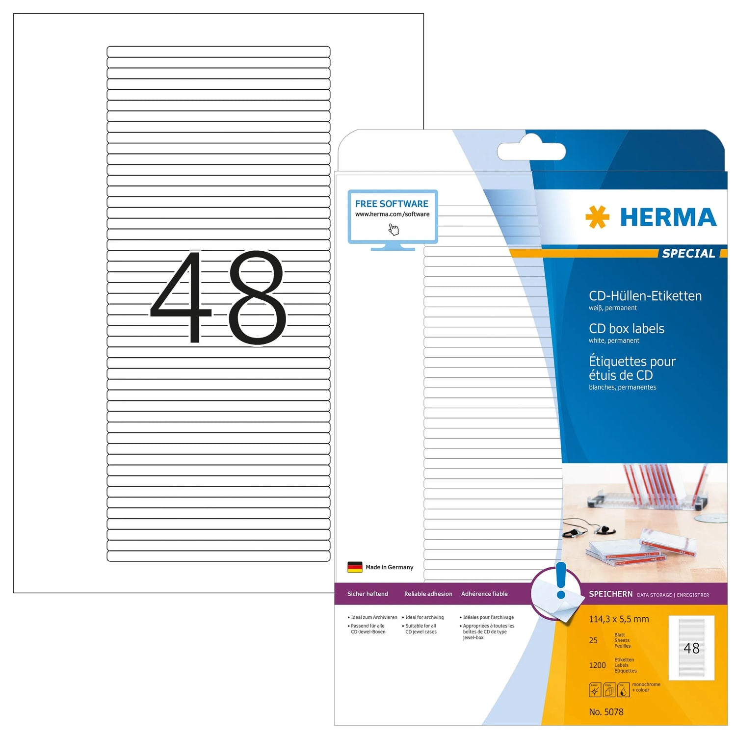 1.200 HERMA CD-Etiketten weiß