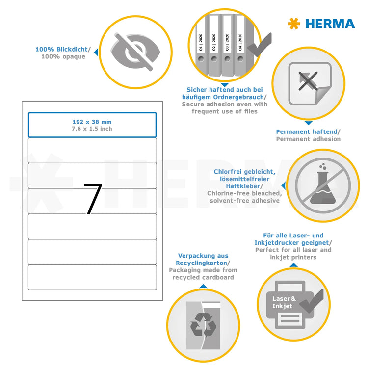 175 HERMA Ordneretiketten 5090 weiß für 4,0 - 5,0 cm Rückenbreite