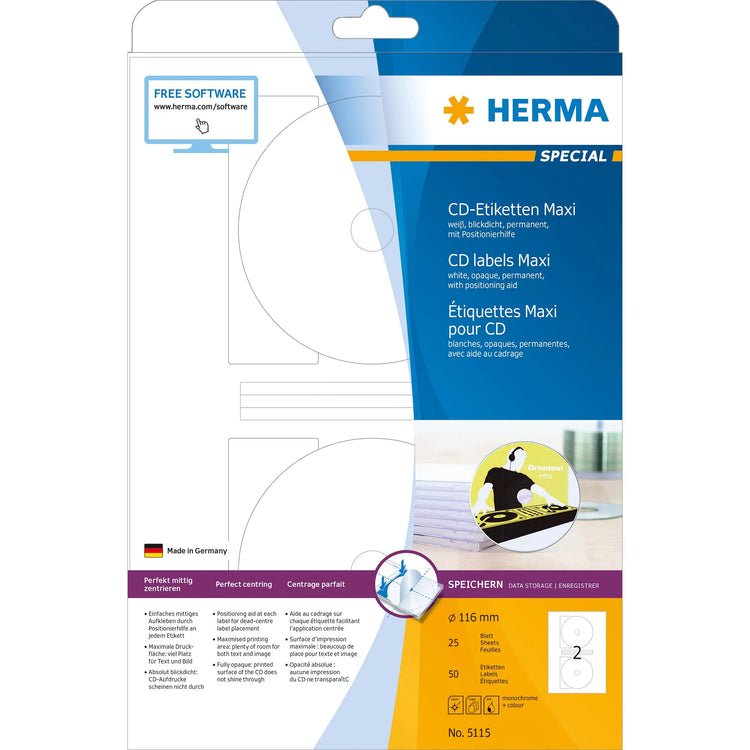 50 HERMA CD-Etiketten 5115 weiß