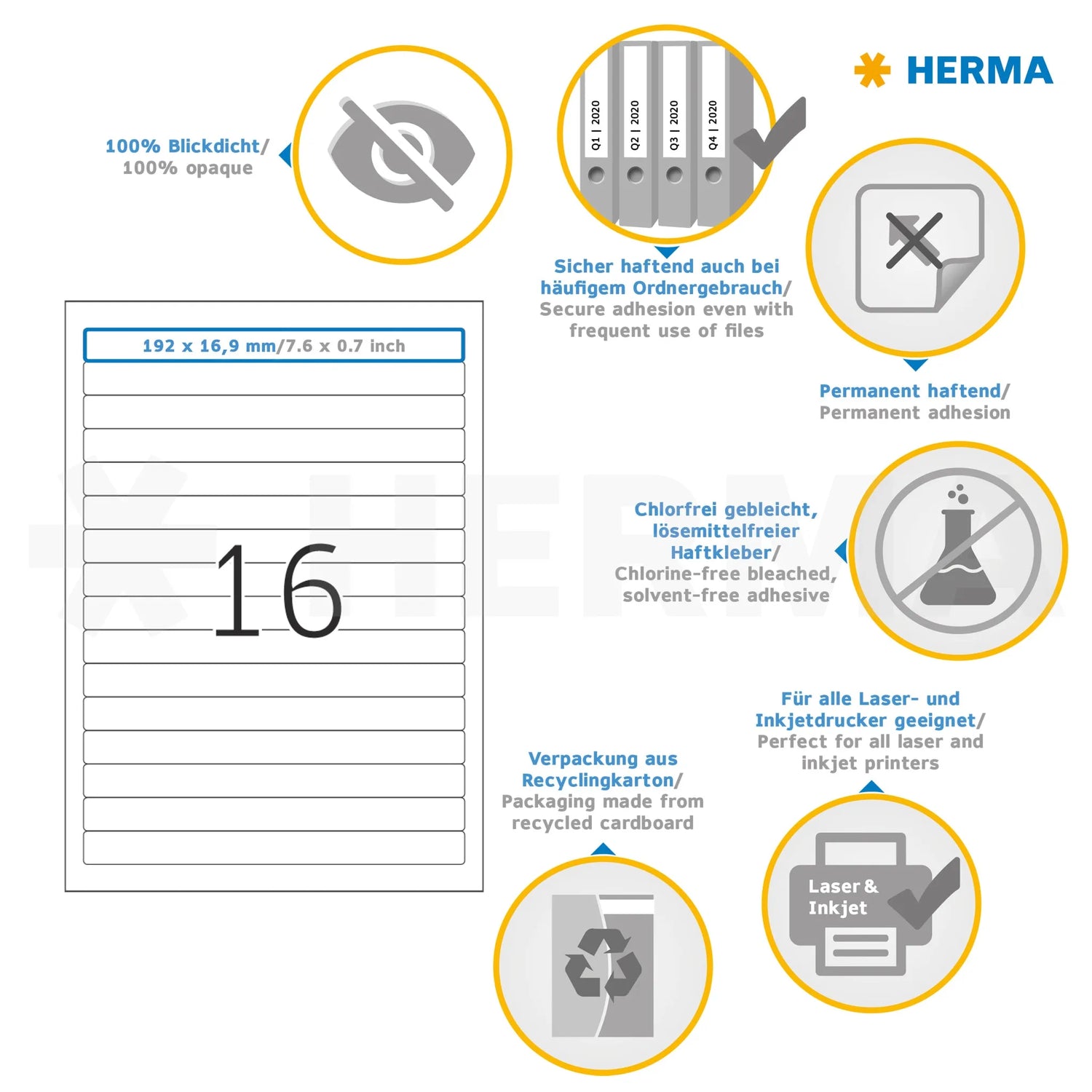 400 HERMA Ordneretiketten 5118 weiß für 4,0 - 5,0 cm Rückenbreite