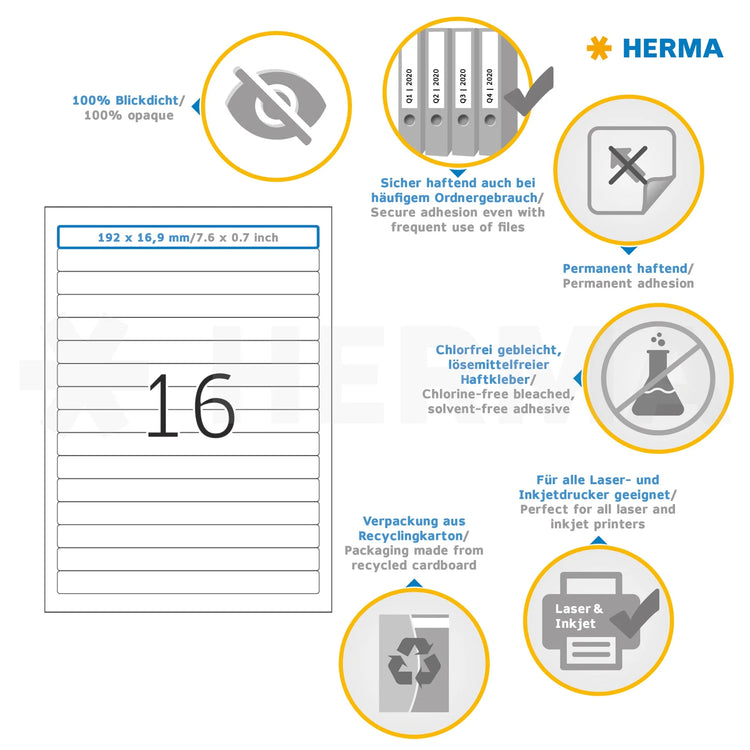 400 HERMA Ordneretiketten 5118 weiß für 4,0 - 5,0 cm Rückenbreite