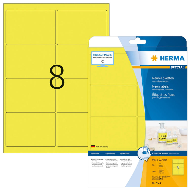 160 HERMA Etiketten 5144 gelb