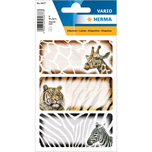 9 HERMA Schuletiketten 5877 Afrikanische Tiere