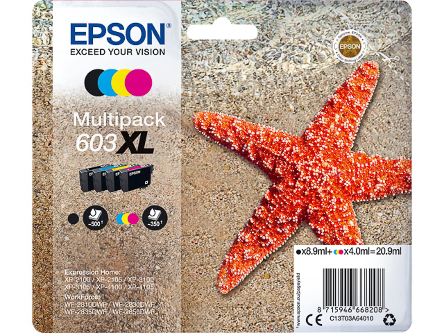 4 EPSON 603XL schwarz, cyan, magenta, gelb Tintenpatronen