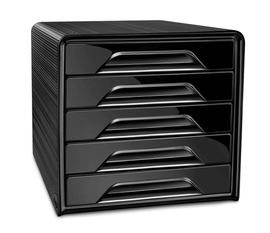 cep Schubladenbox Smoove schwarz 107111011, DIN A4 mit 5 Schubladen