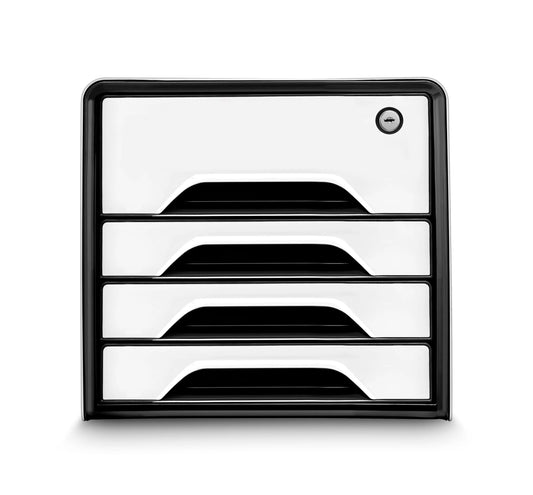 cep Schubladenbox Smoove Secure schwarz/weiß 1073110121, DIN A4 mit 4 Schubladen