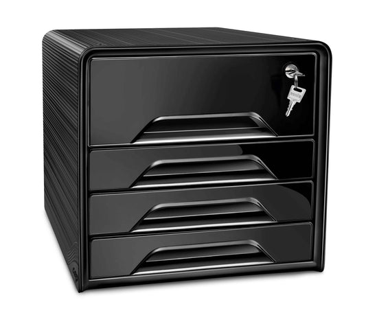 cep Schubladenbox Smoove Secure schwarz 107311011, DIN A4 mit 4 Schubladen