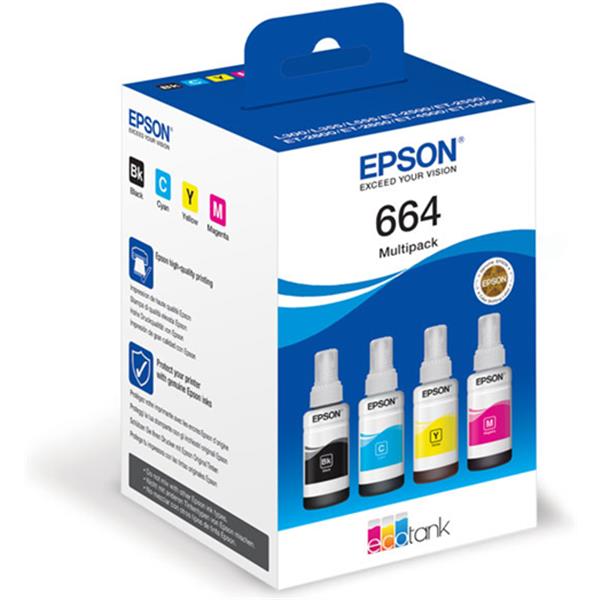 EPSON T6646 schwarz, cyan, magenta, gelb Tintenflaschen, 4er-Set
