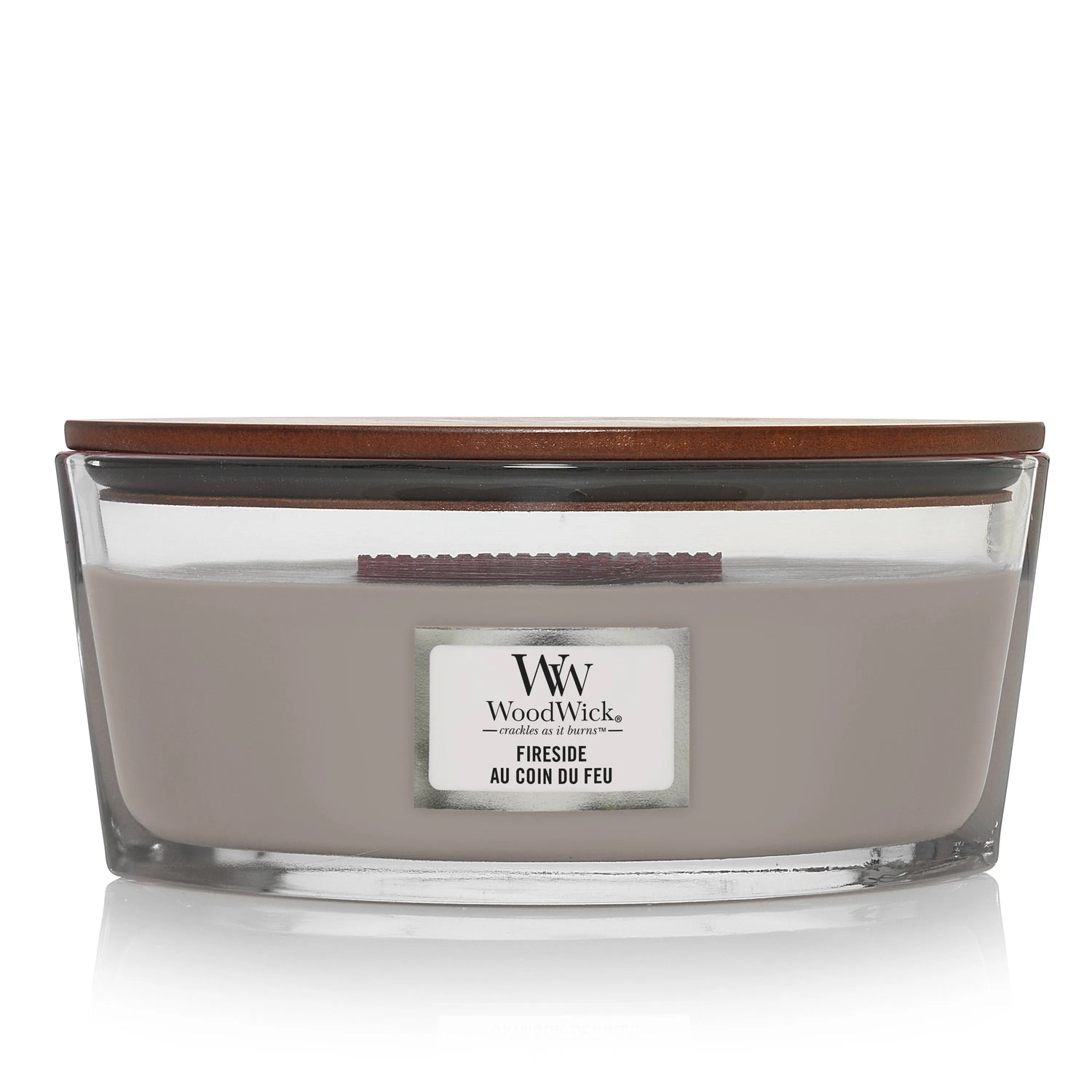WoodWick Ellipse Duftkerze mit knisterndem Docht, Fireside, bis zu 50 Stunden Brenndauer